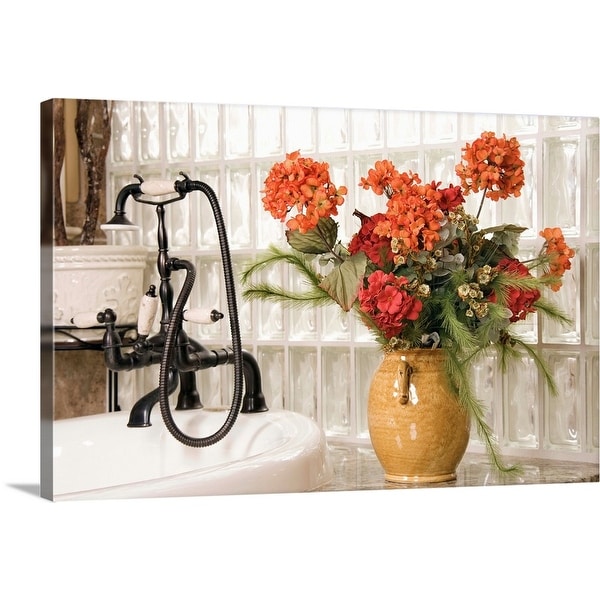 "Flowers in bathroom" Canvas Wall Art - On Sale - Overstock - 24111075
